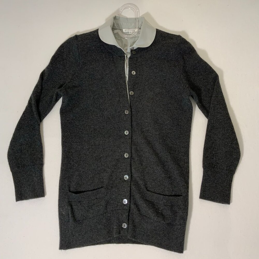 Vince Cashmere Button-Front Cardigan Sweater – Gray – XS